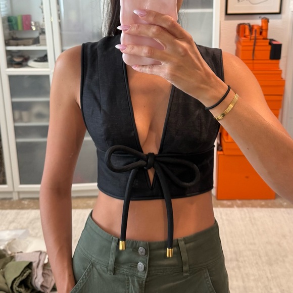 Zimmermann Tops - Zimmermann Black Crop Top with Bow Detail